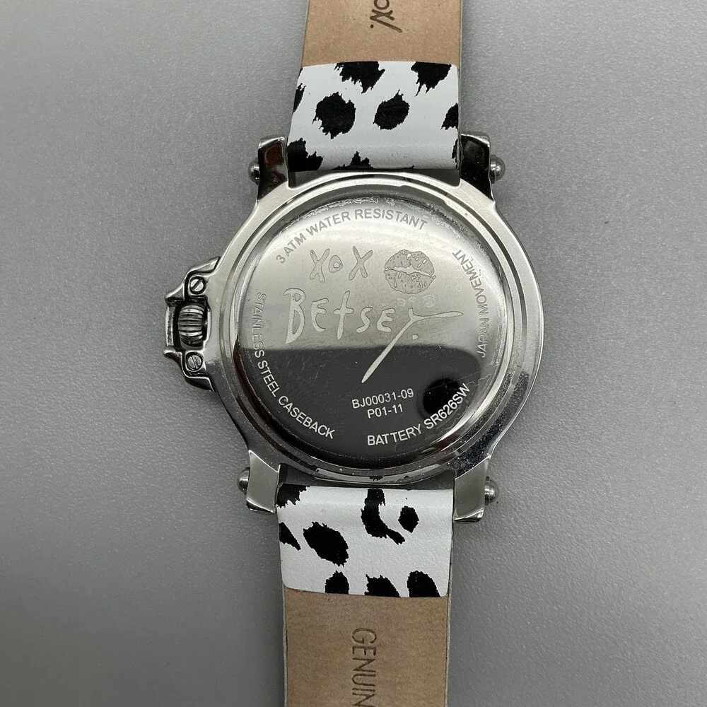 Betsey Johnson Womens Watch 36mm Dalmatian Print Band BJ0031-09 New Battery